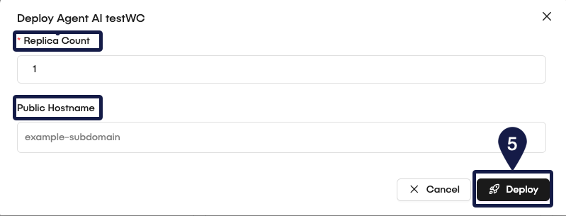Deploy AI Agent modal